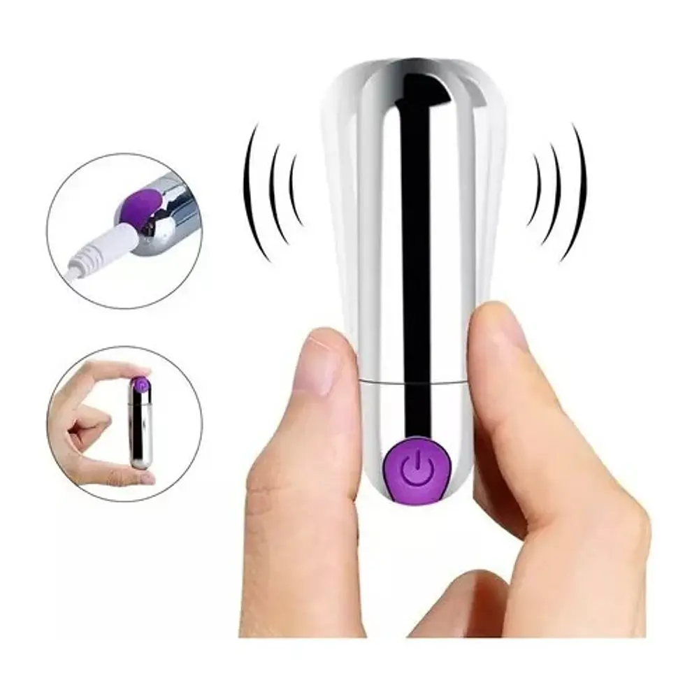 Bala Vibradora Cromada Recargable 10 modos: imagen 3